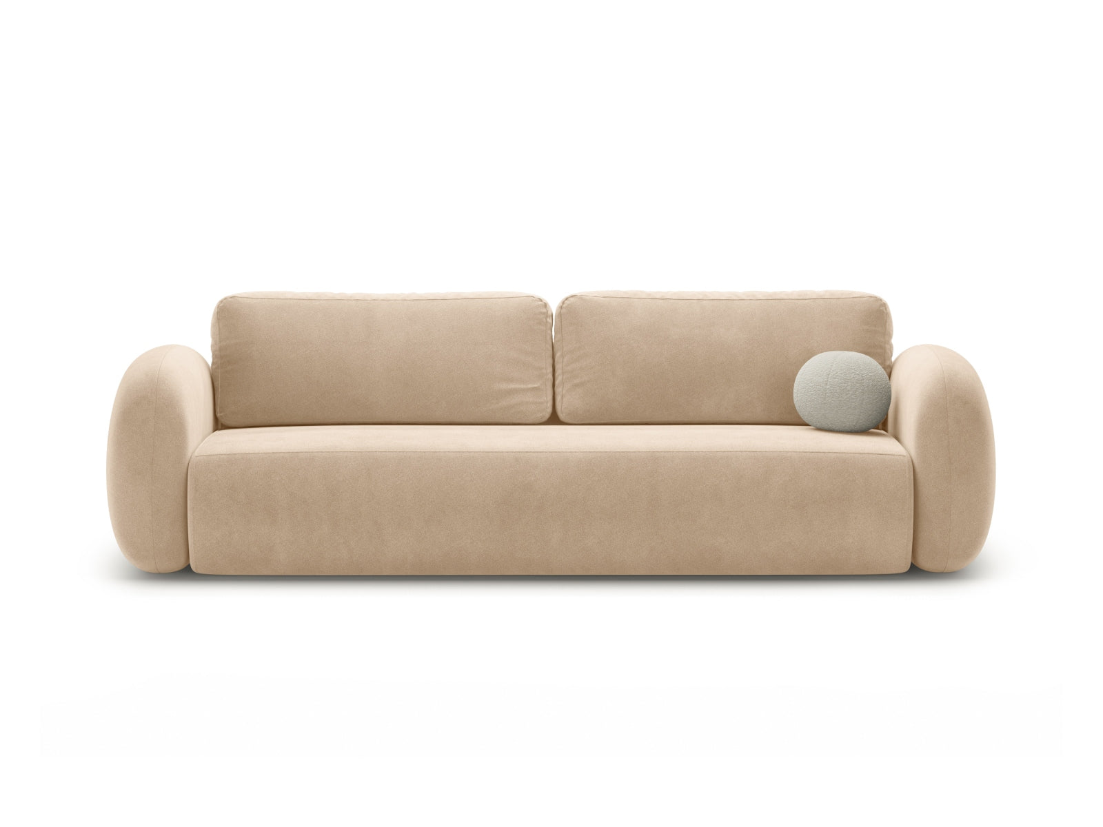 Tonale Velour Sofa mit Schlaffunktion und Stauraum 3 Sitzer in Almond Beige-Magic Velvet präsentiert im Onlineshop von KAQTU Design AG. Bettsofa ist von Cosmopolitan Design
