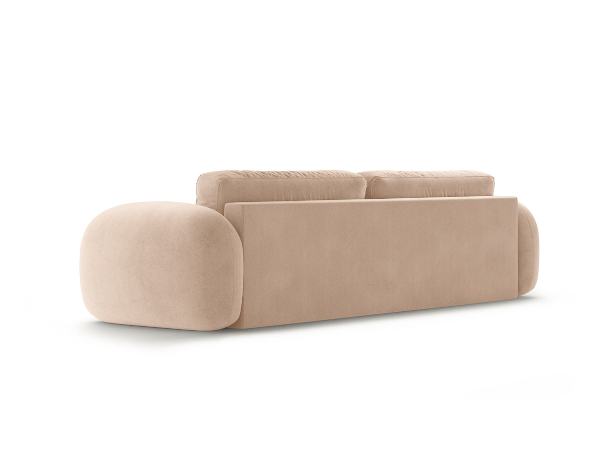 Tonale Velour Sofa mit Schlaffunktion und Stauraum 3 Sitzer in Almond Beige-Magic Velvet präsentiert im Onlineshop von KAQTU Design AG. Bettsofa ist von Cosmopolitan Design