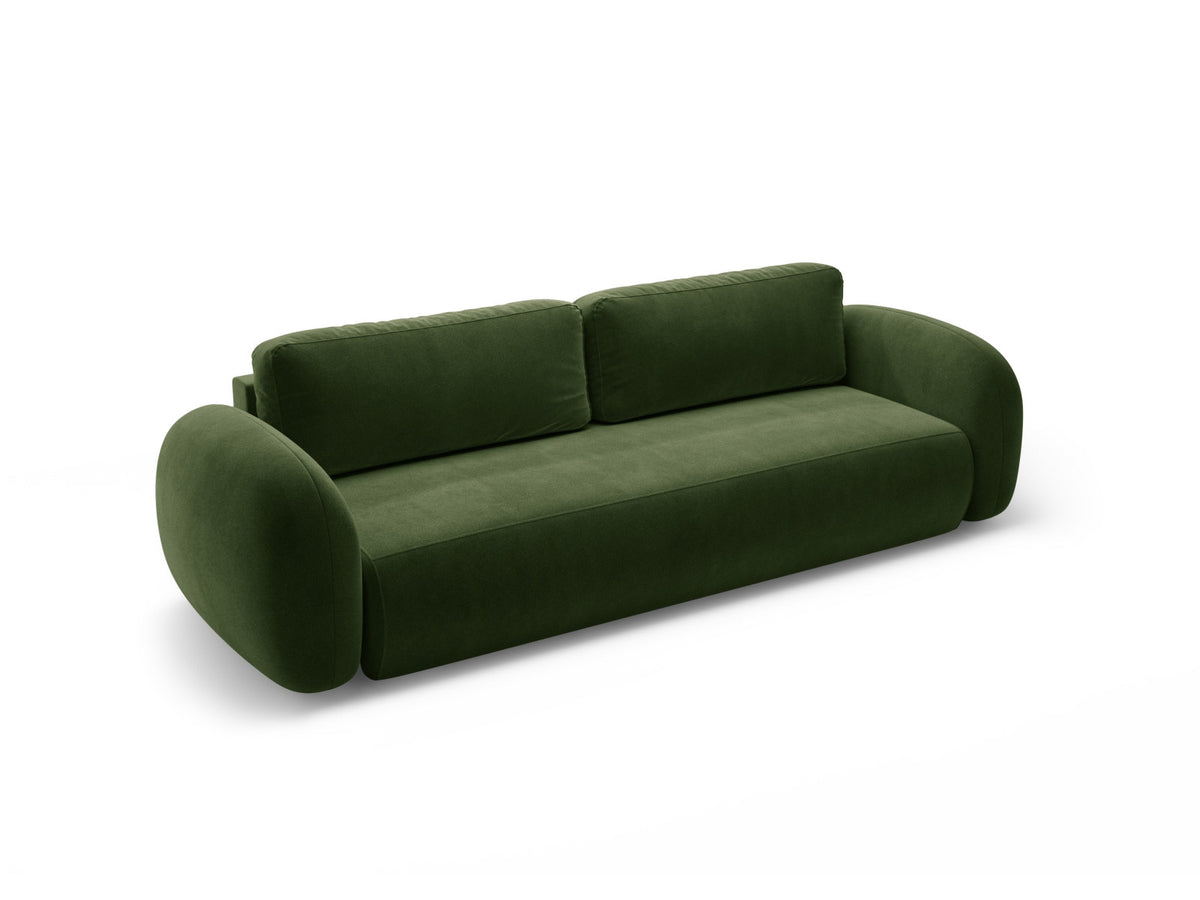 Tonale Velour Sofa mit Schlaffunktion und Stauraum 3 Sitzer in Army Green-Magic Velvet präsentiert im Onlineshop von KAQTU Design AG. Bettsofa ist von Cosmopolitan Design