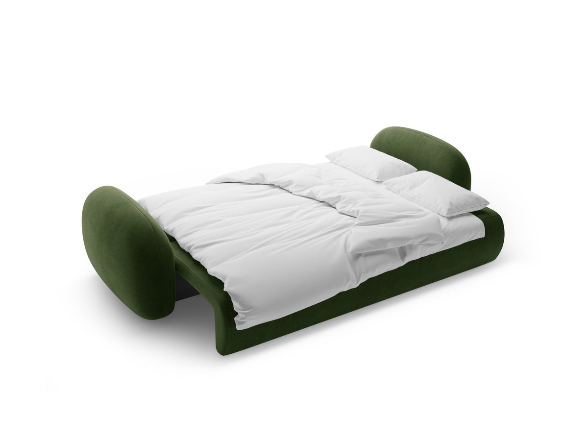 Tonale Velour Sofa mit Schlaffunktion und Stauraum 3 Sitzer in Army Green-Magic Velvet präsentiert im Onlineshop von KAQTU Design AG. Bettsofa ist von Cosmopolitan Design