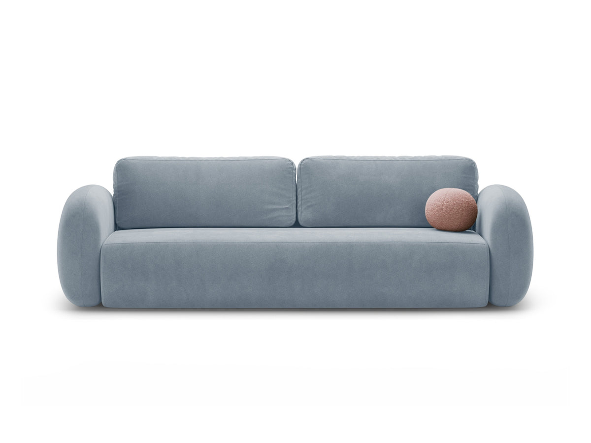 Tonale Velour Sofa mit Schlaffunktion und Stauraum 3 Sitzer in Blue Grey-Magic Velvet präsentiert im Onlineshop von KAQTU Design AG. Bettsofa ist von Cosmopolitan Design