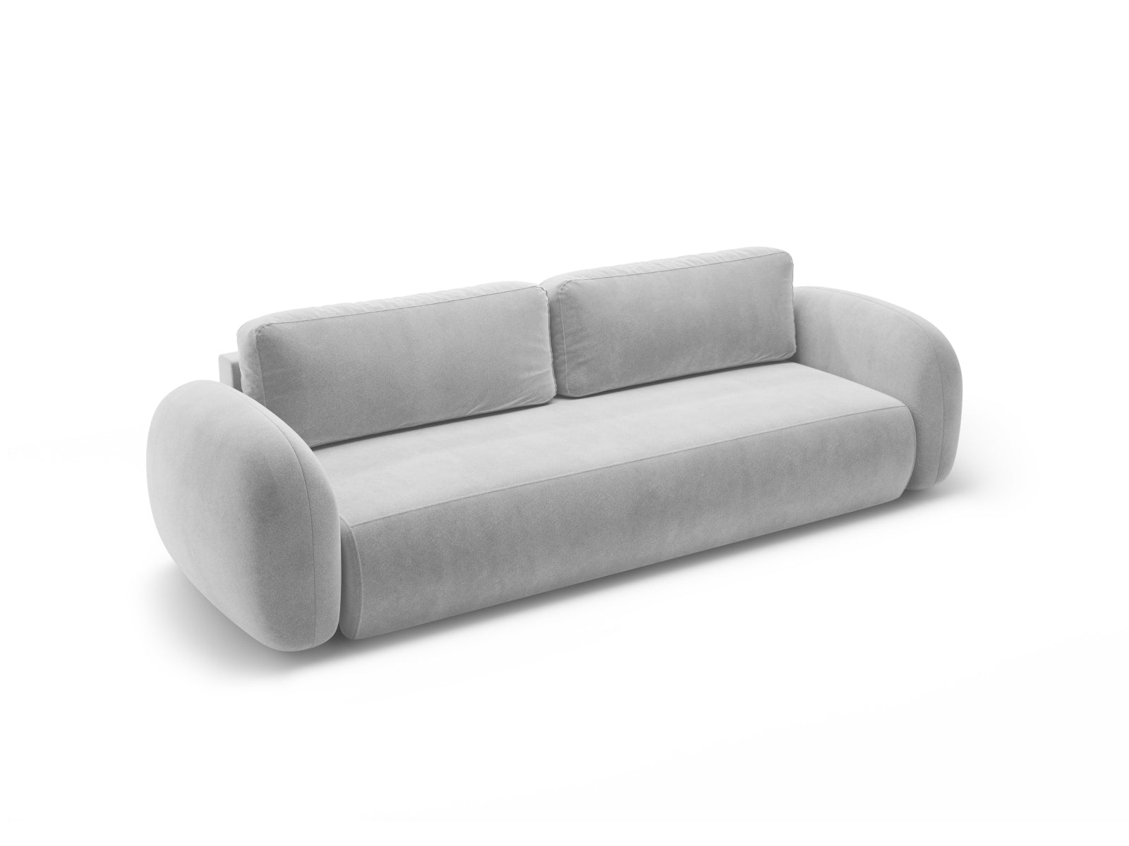 Stylisches 3-Sitzer Sofa aus Velours mit Schlaffunktion und praktischem Stauraum, perfekt für jedes moderne Wohnzimmer.