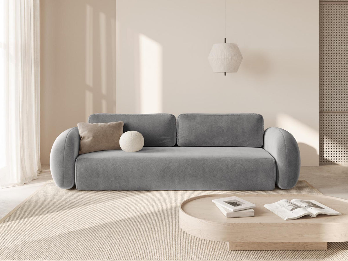 Tonale Velour Sofa mit Schlaffunktion und Stauraum 3 Sitzer in Dark Grey-Magic Velvet präsentiert im Onlineshop von KAQTU Design AG. Bettsofa ist von Cosmopolitan Design