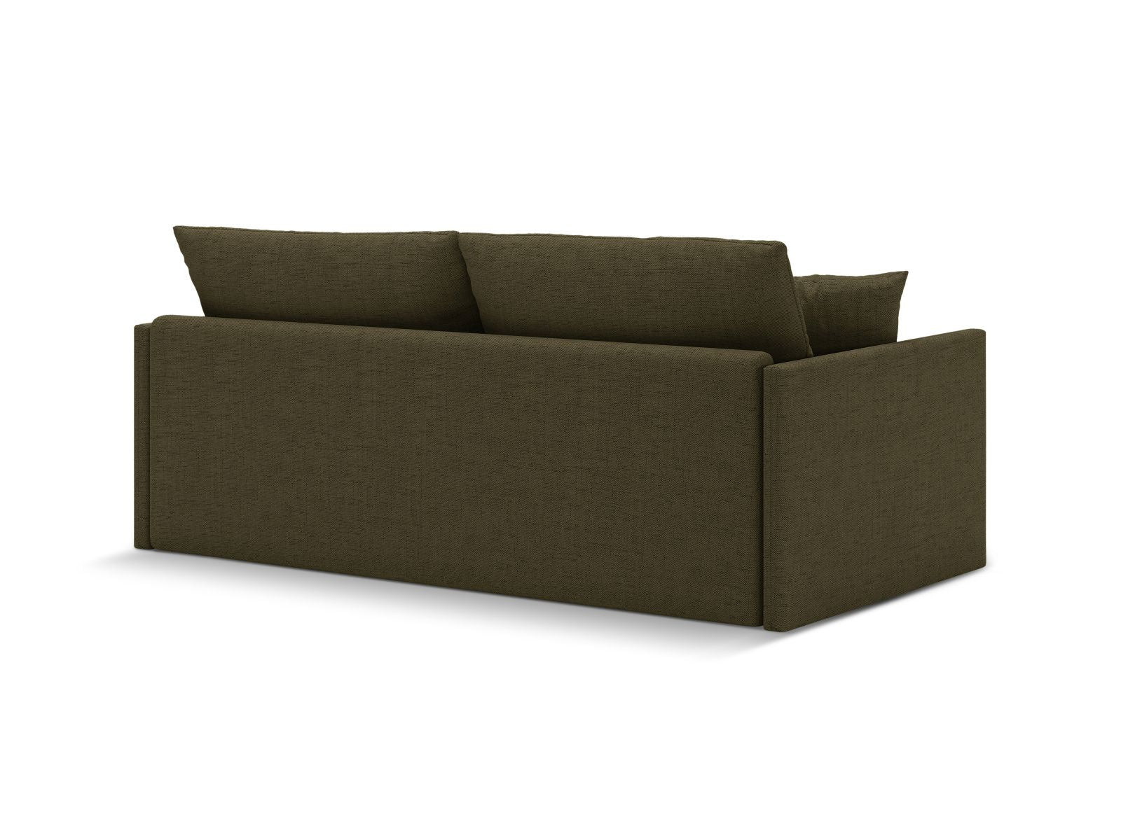 Modernes 3-Sitzer Sofa Shannon in frischem Grün, ideal für gemütliche Stunden und als funktionales Schlafsofa für Gäste.
