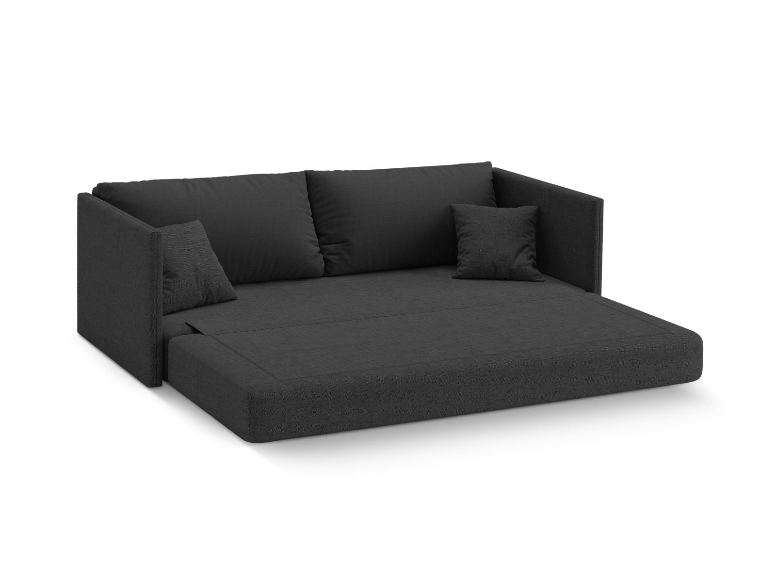 Elegantes 3-Sitzer Sofa Shannon in tiefem Grau, ideal als Schlafgelegenheit und für ein modernes Wohnambiente.