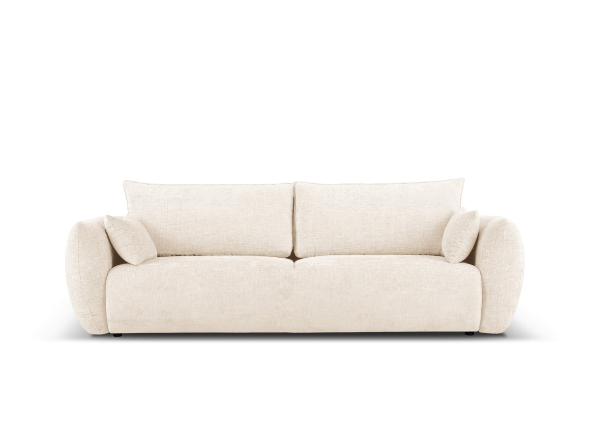 Bettsofa Matera von Cosmopolitan Design, 3-Sitzer mit Stoffbezug und schwarzen Kunststoffbeinen