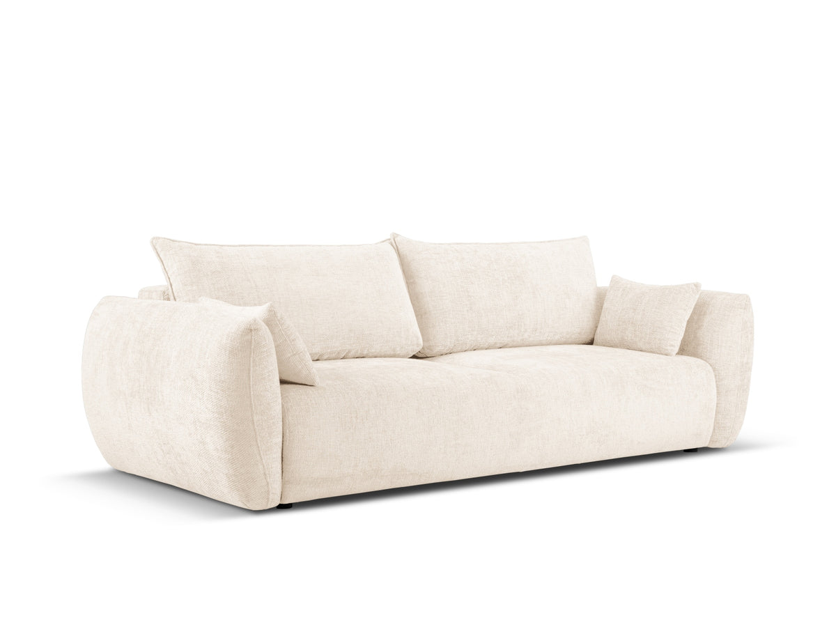 Bettsofa Matera von Cosmopolitan Design, 3-Sitzer mit Stoffbezug und schwarzen Kunststoffbeinen