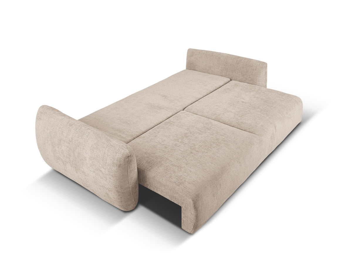 Bettsofa Matera von Cosmopolitan Design, 3-Sitzer mit Stoffbezug und schwarzen Kunststoffbeinen