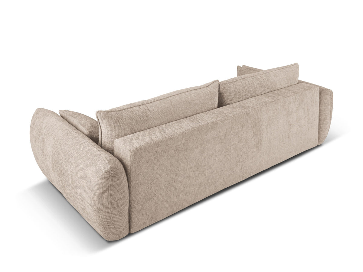 Bettsofa Matera von Cosmopolitan Design, 3-Sitzer mit Stoffbezug und schwarzen Kunststoffbeinen