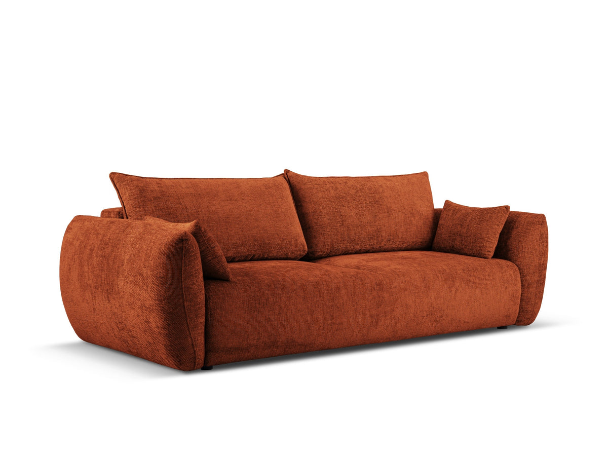 Bettsofa Matera von Cosmopolitan Design, 3-Sitzer mit Stoffbezug und schwarzen Kunststoffbeinen