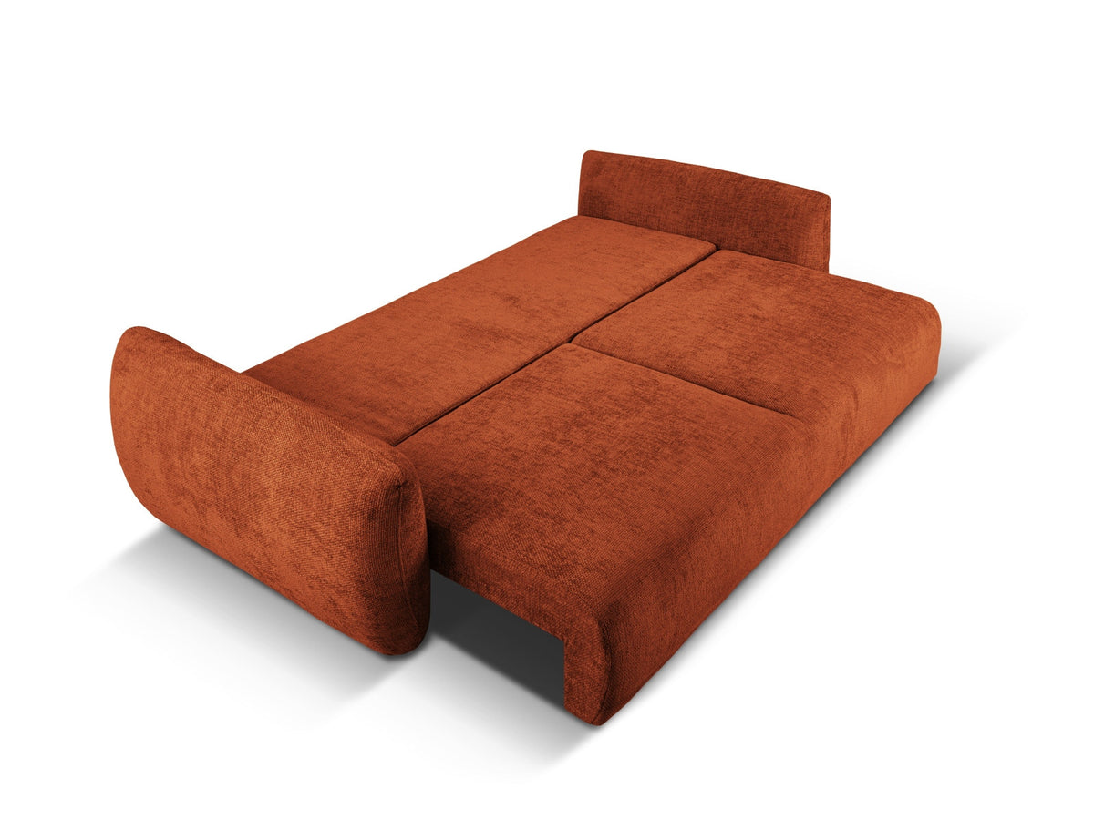 Bettsofa Matera von Cosmopolitan Design, 3-Sitzer mit Stoffbezug und schwarzen Kunststoffbeinen