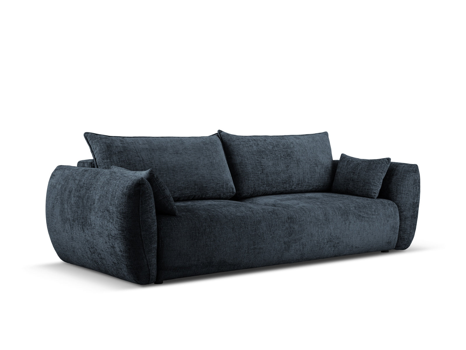 Elegantes 3-Sitzer Sofa Matera in Royal Blue mit praktischer Schlaffunktion und Stauraum, ideal für modernes Wohnen.