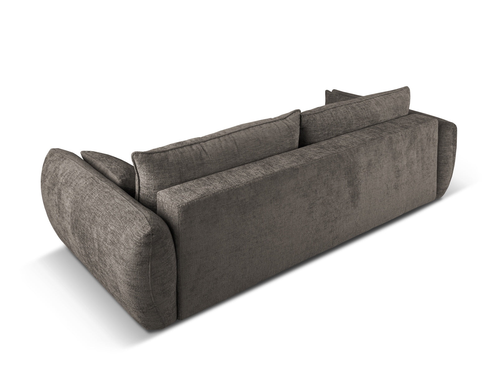 Elegantes 3-Sitzer Sofa Matera mit Schlaffunktion, ideal für kleine Räume, bietet praktischen Stauraum und modernen Komfort.