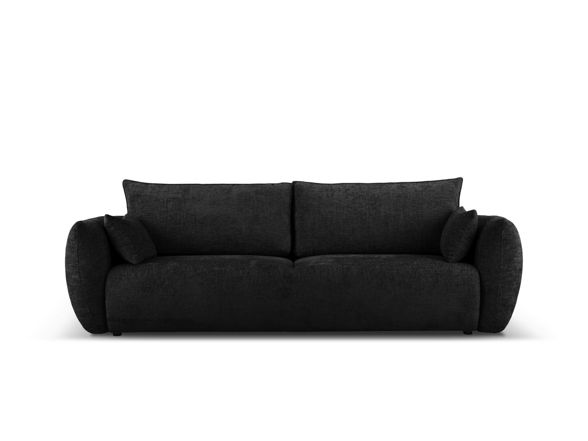 Bettsofa Matera von Cosmopolitan Design, 3-Sitzer mit Stoffbezug und schwarzen Kunststoffbeinen