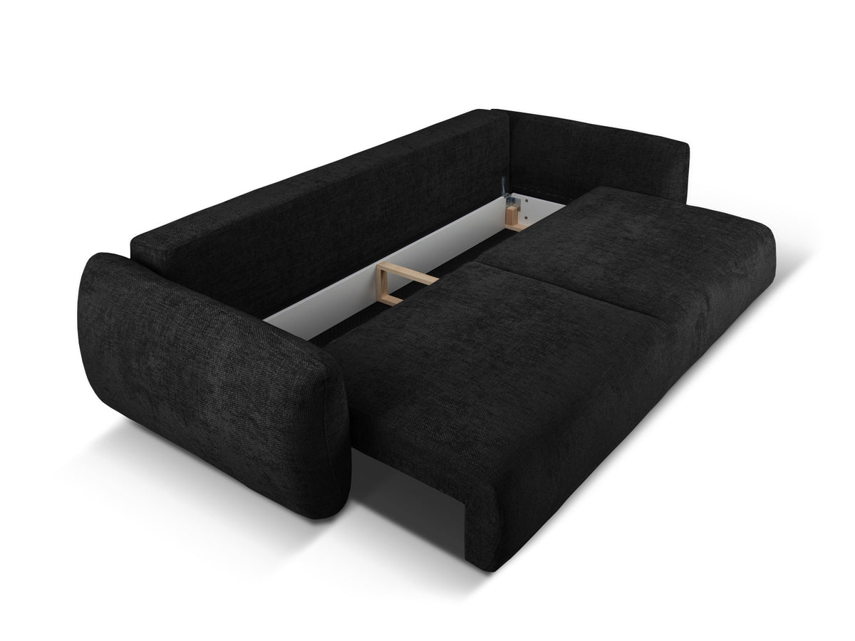 Bettsofa Matera von Cosmopolitan Design, 3-Sitzer mit Stoffbezug und schwarzen Kunststoffbeinen