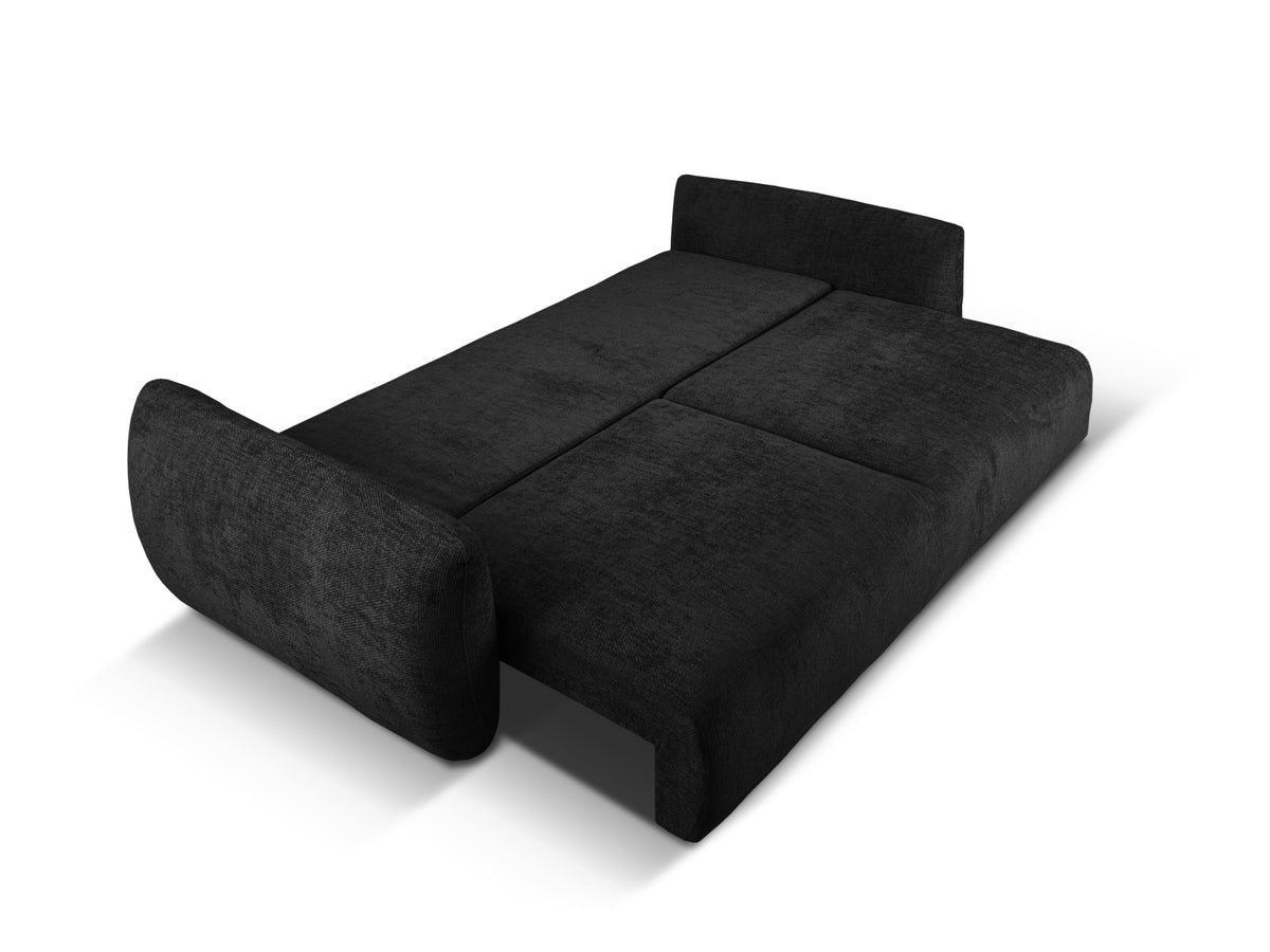 Bettsofa Matera von Cosmopolitan Design, 3-Sitzer mit Stoffbezug und schwarzen Kunststoffbeinen