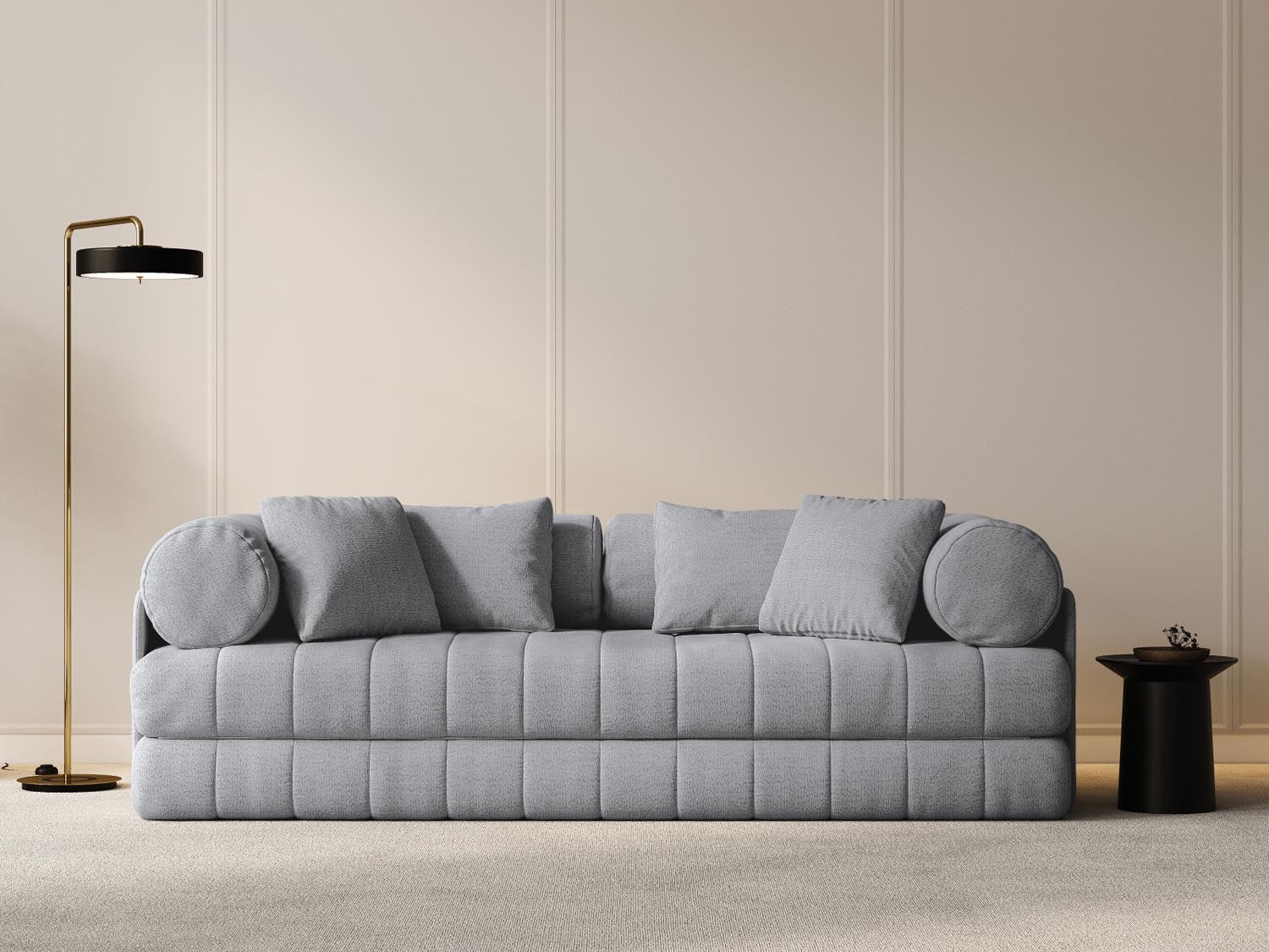Entdecken Sie das Kemi Sofa von Cosmopolitan Design – stilvolles 3-Sitzer Sofa mit cleverer Schlaffunktion, ideal für entspannte Abende und Übernachtungsgäste.