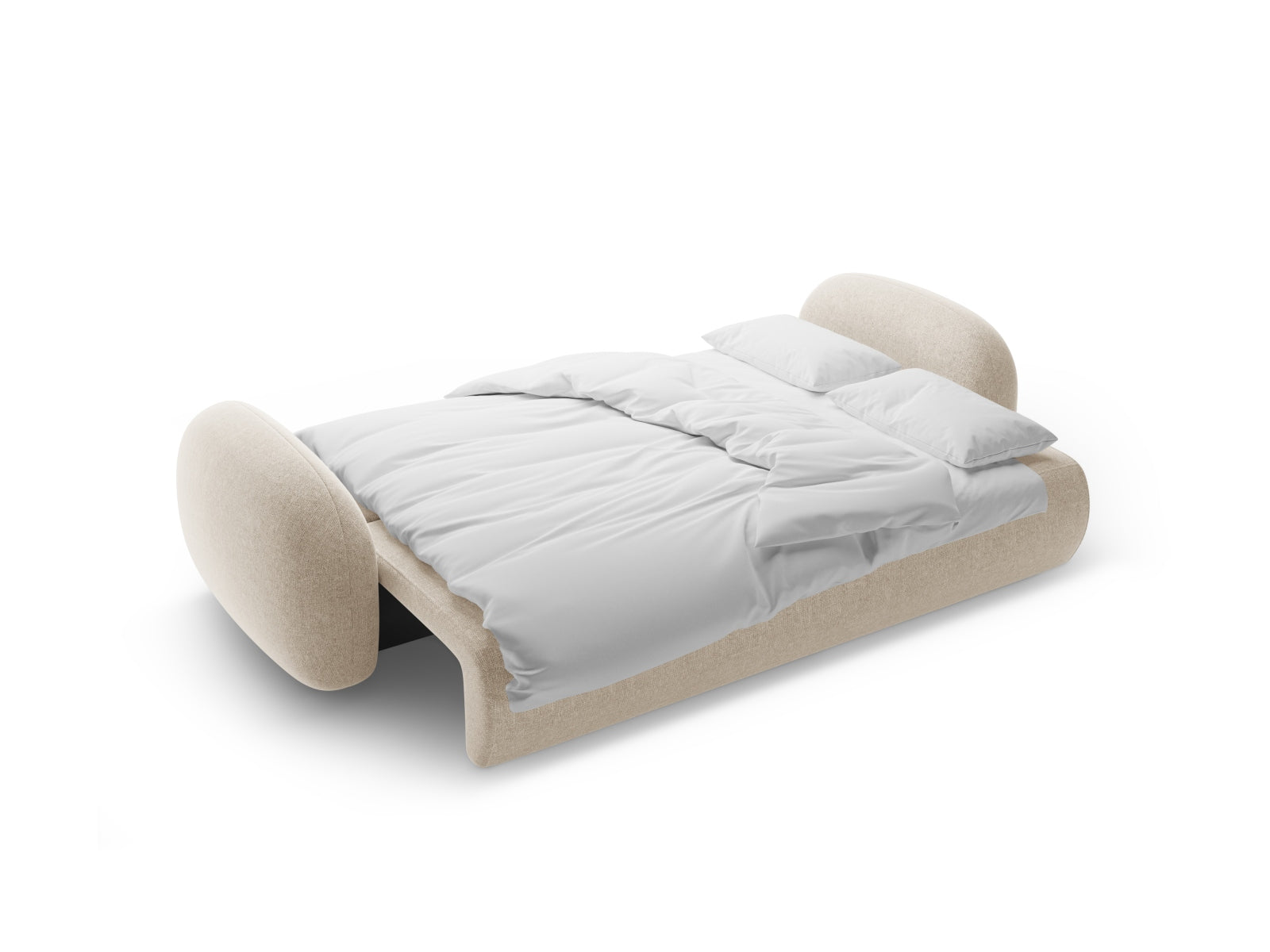 Elegantes Tonale Sofa in Dunkelbeige, 3-Sitzer mit praktischer Schlaffunktion und integriertem Stauraum, ideal für stilvolle Wohnräume.