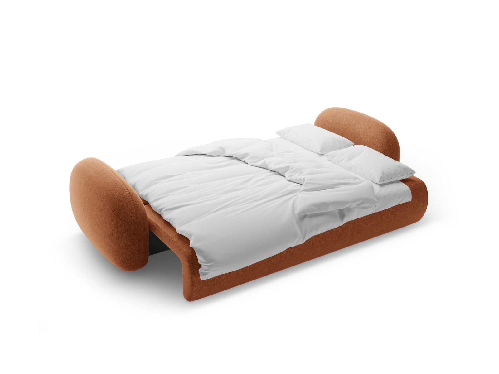 Elegantes 3-Sitzer Sofa Tonale in Brick-Eden, vereint modernes Design mit praktischer Schlaffunktion und integriertem Stauraum.