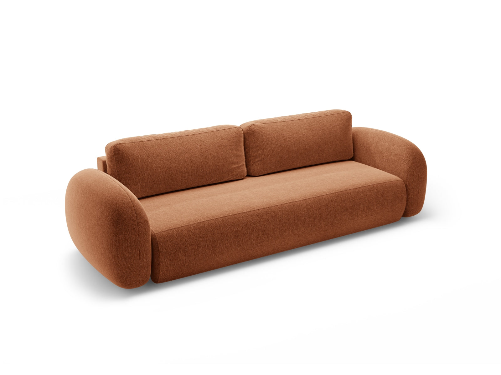 Stylisches 3-Sitzer Bettsofa Tonale in Brick-Eden, bietet Schlafgelegenheit und Stauraum für ein funktionales Wohnambiente.