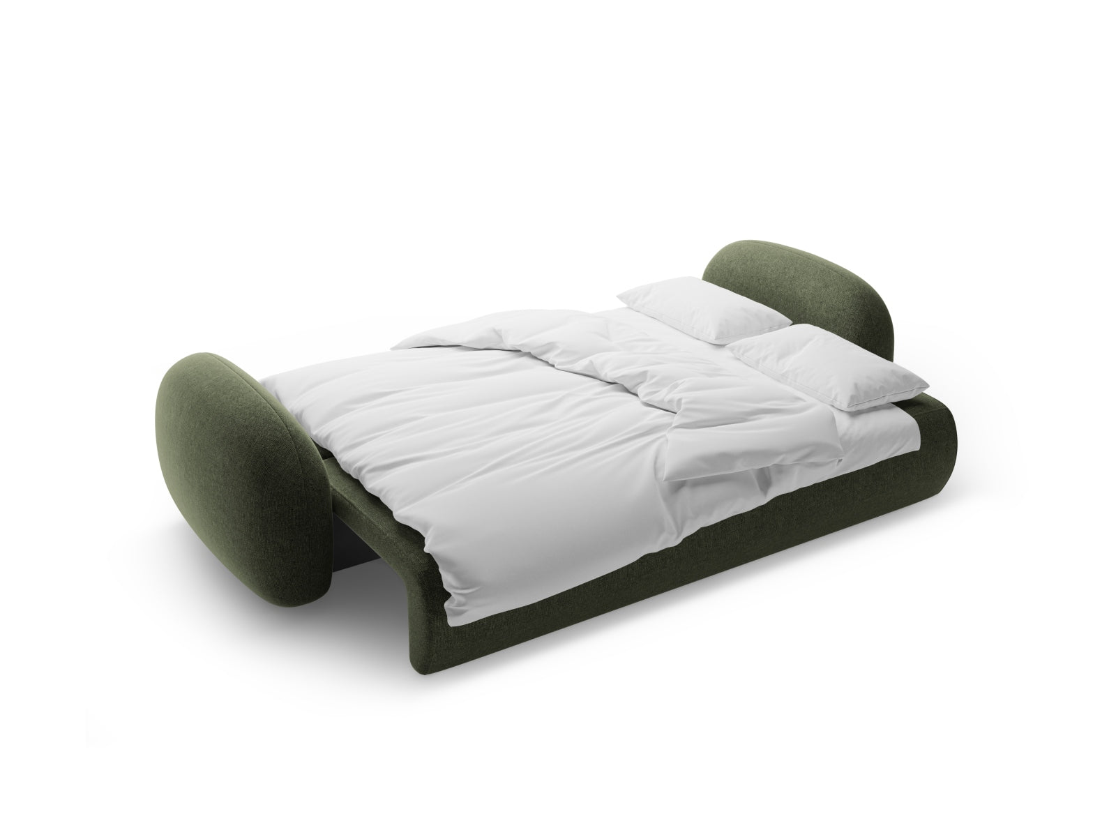 Elegantes 3-Sitzer Sofa Tonale in der Farbe Green-Eden, ideal für Wohnräume, bietet Schlafgelegenheit und praktischen Stauraum.
