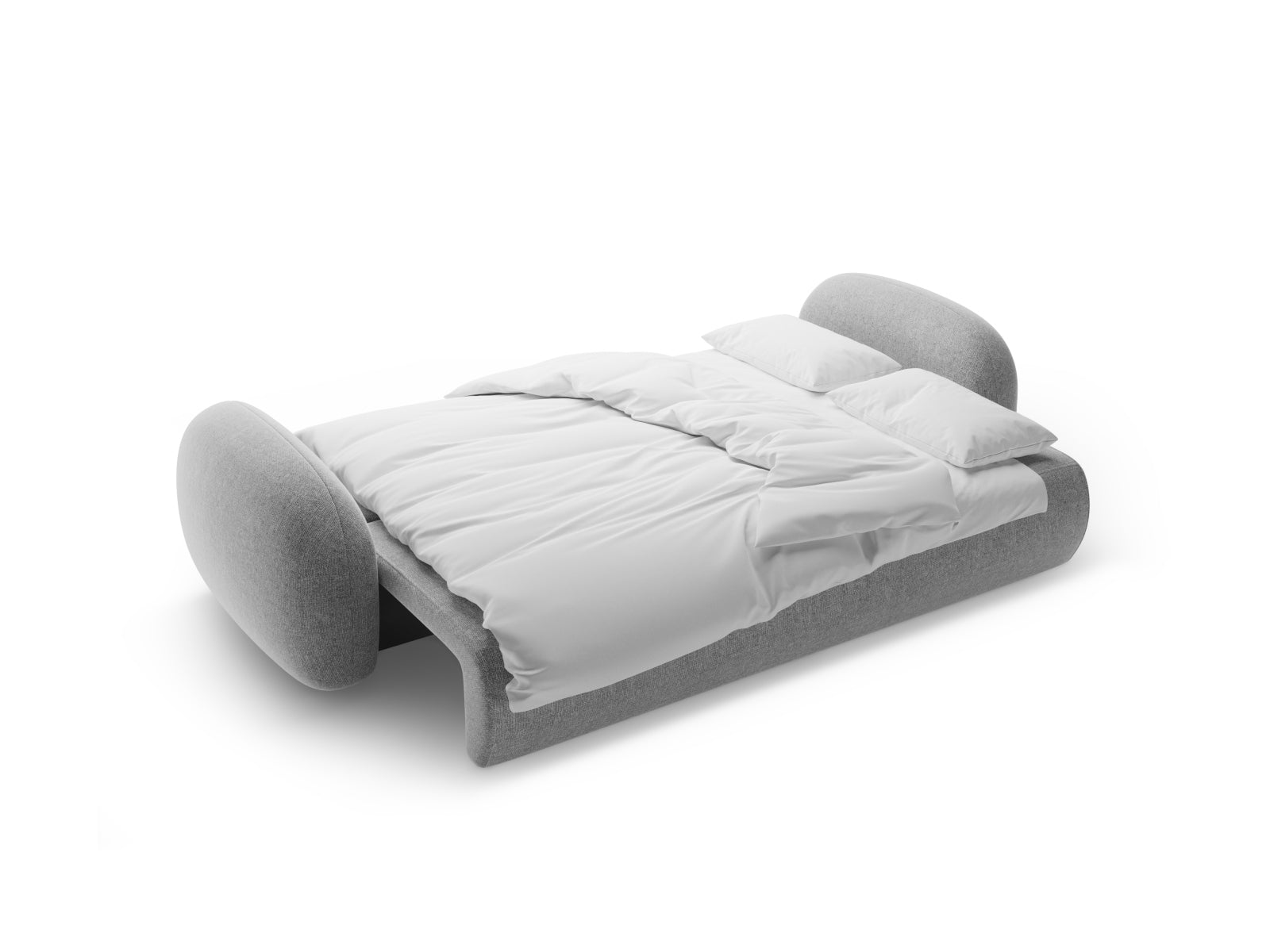 Elegantes 3-Sitzer Bettsofa Tonale in dezentem Grau, ideal für moderne Wohnräume, bietet Schlafgelegenheit und praktischen Stauraum.