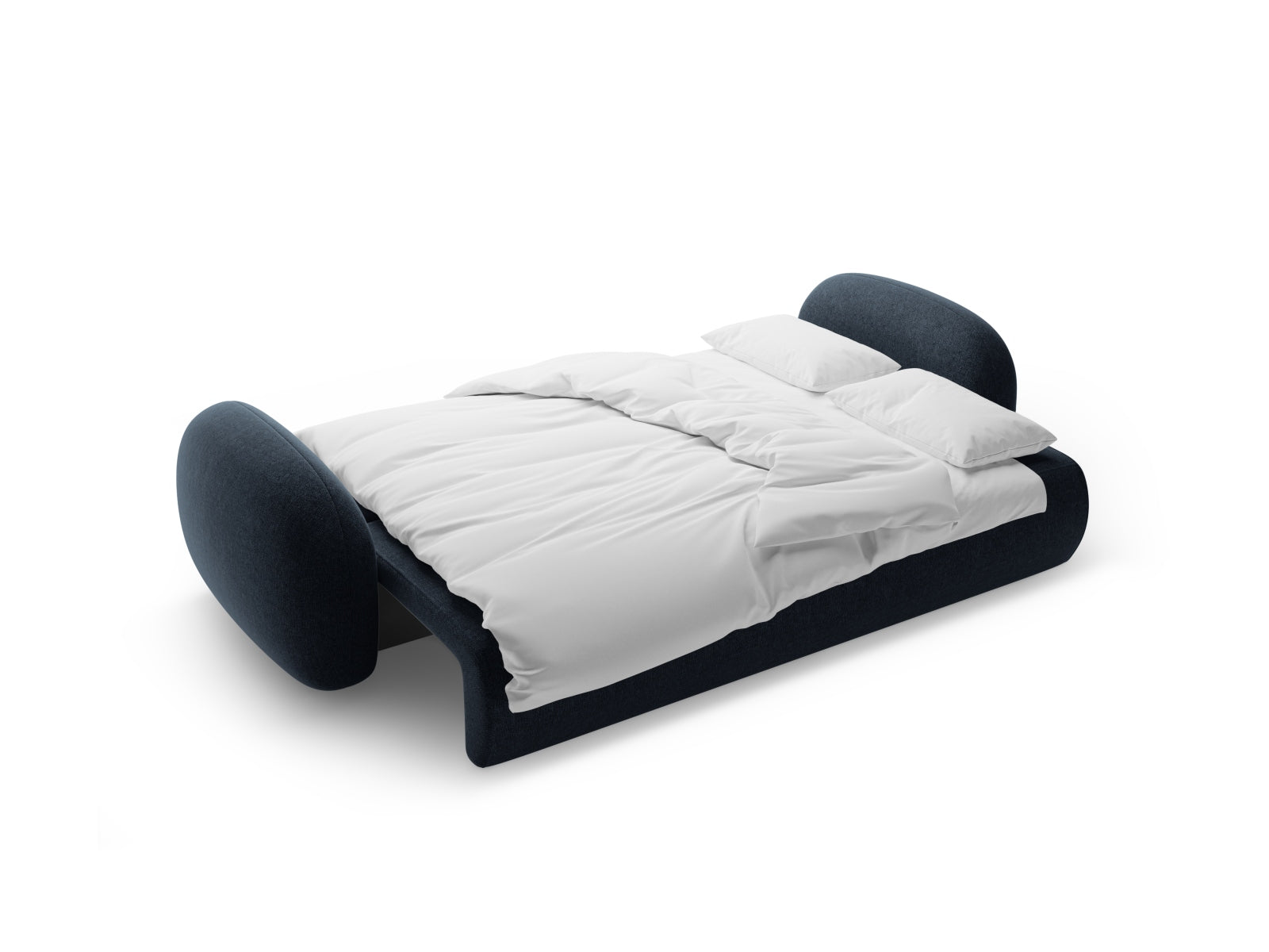 Elegantes 3-Sitzer Sofa Tonale in Navy Blue-Eden, kombiniert Schlafkomfort mit cleverem Stauraum für modernes Wohnen.
