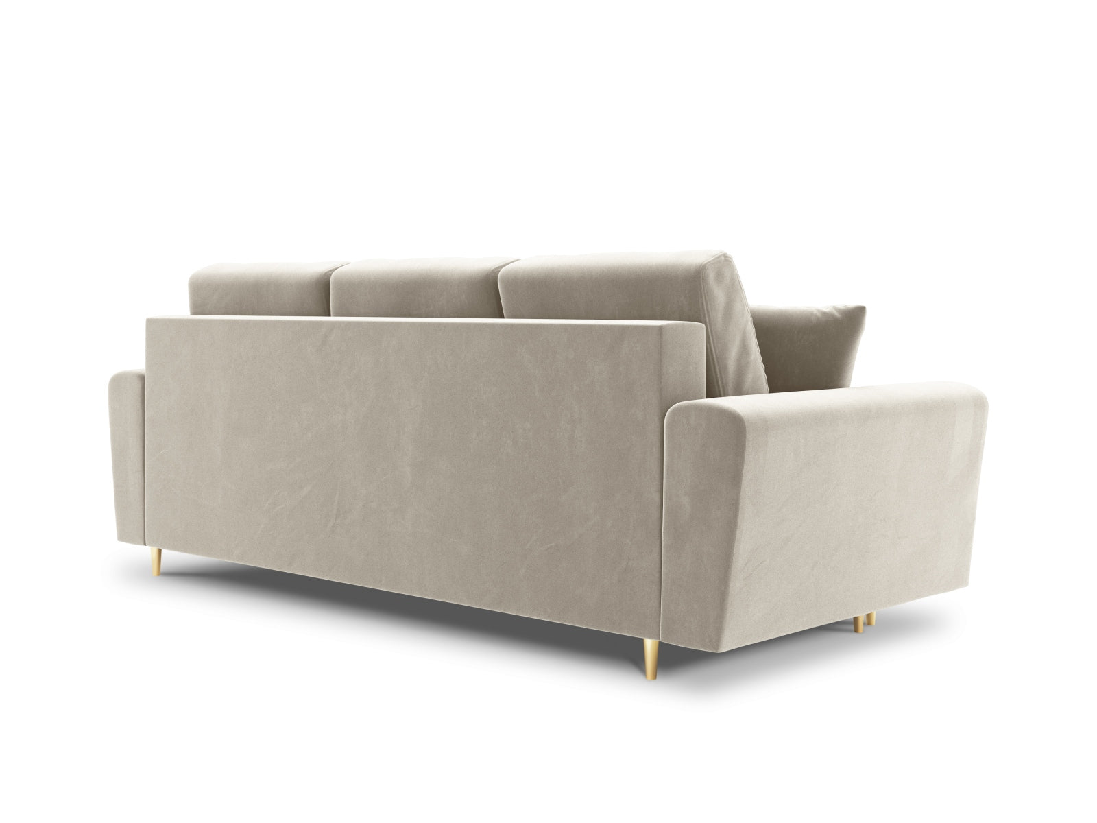 Modernes Kyoto Sofa in hellem Beige, 3-Sitzer mit praktischer Schlaffunktion und Stauraum, perfekt für gemütliche Wohnbereiche.