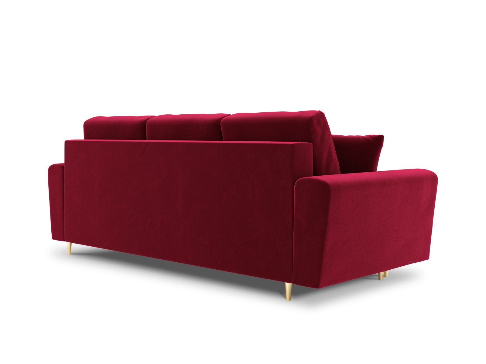 Modernes Kyoto Sofa in hochwertigem Velours, 3-Sitzer mit praktischer Schlaffunktion und Stauraum, perfekt für vielseitige Wohnkonzepte.