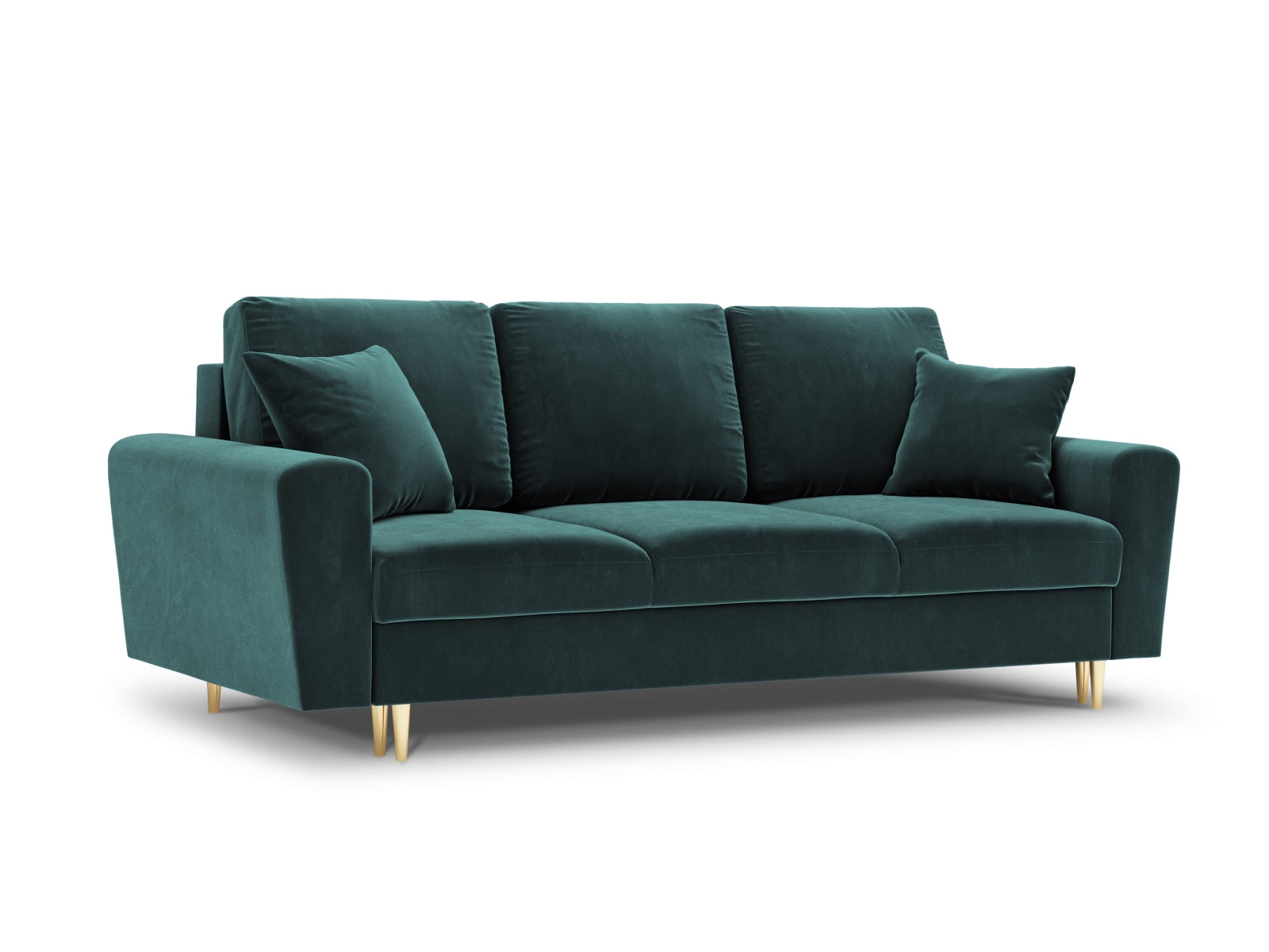 Kyoto Velour Sofa mit Schlaffunktion und Stauraumbox 3 Sitzer 100cm in Petrol-Riviera präsentiert im Onlineshop von KAQTU Design AG. Bettsofa ist von Cosmopolitan Design