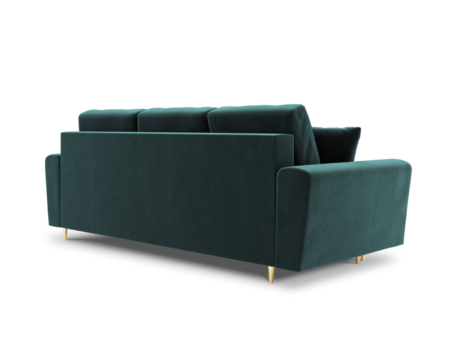 Stylisches Kyoto Sofa in Petrol-Riviera, 3-Sitzer mit praktischer Schlaffunktion und Stauraum, perfekt für moderne Wohnkonzepte.