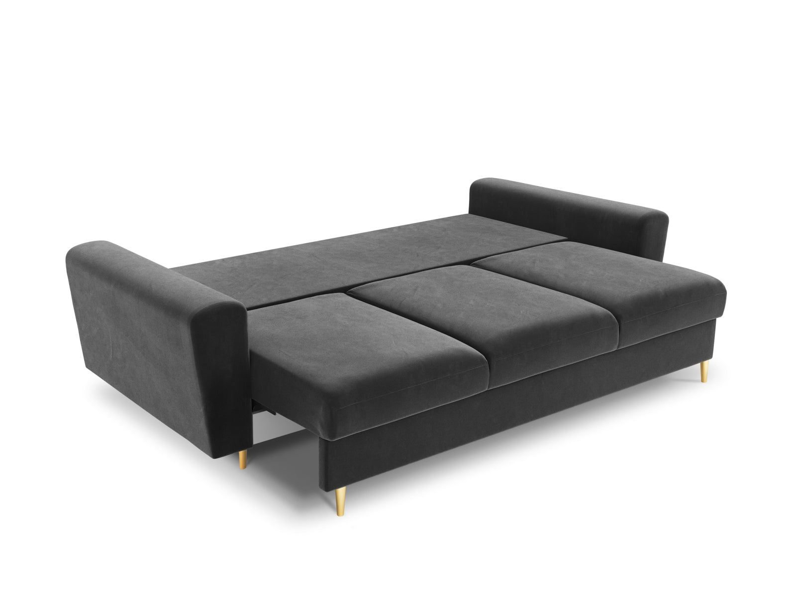 Elegantes Kyoto Sofa in sanftem Grau, 3-Sitzer mit cleverer Schlaffunktion und Stauraum, ideal für modernes Wohnen.