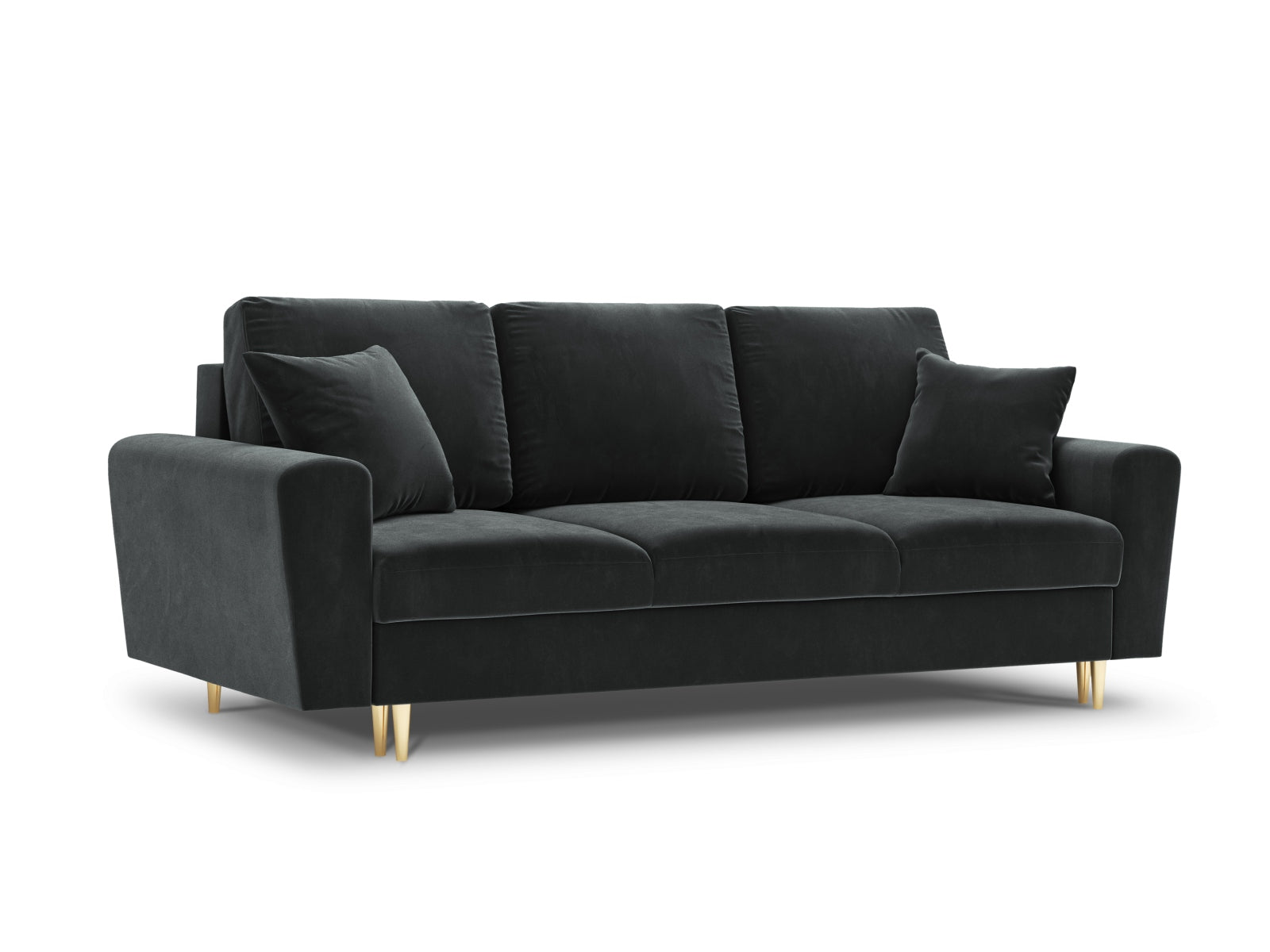Kyoto Velour Sofa mit Schlaffunktion und Stauraumbox 3 Sitzer 100cm in Dark Grey-Riviera präsentiert im Onlineshop von KAQTU Design AG. Bettsofa ist von Cosmopolitan Design
