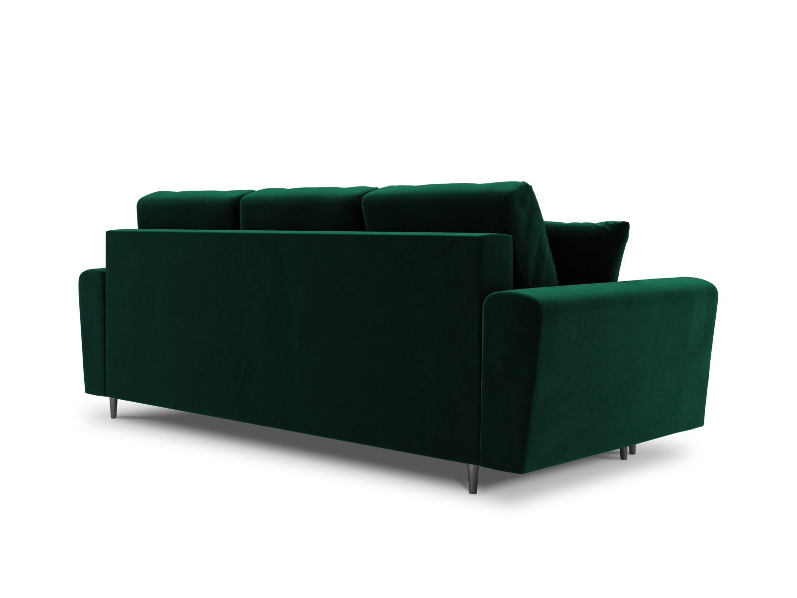 Elegantes Kyoto Sofa in dunklem Grün, 3-Sitzer mit praktischer Schlaffunktion und Stauraum, ideal für moderne Wohnräume.