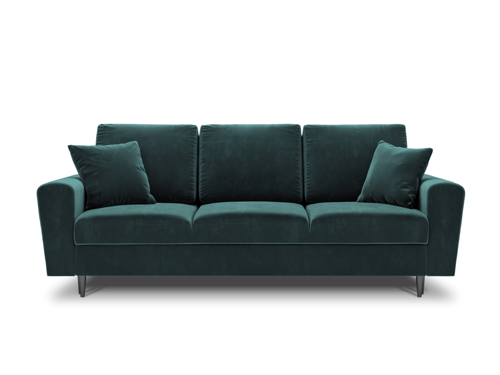 Stylisches Kyoto Sofa in Petrol-Riviera, 3-Sitzer mit praktischer Schlaffunktion und Stauraum, perfekt für moderne Wohnkonzepte.