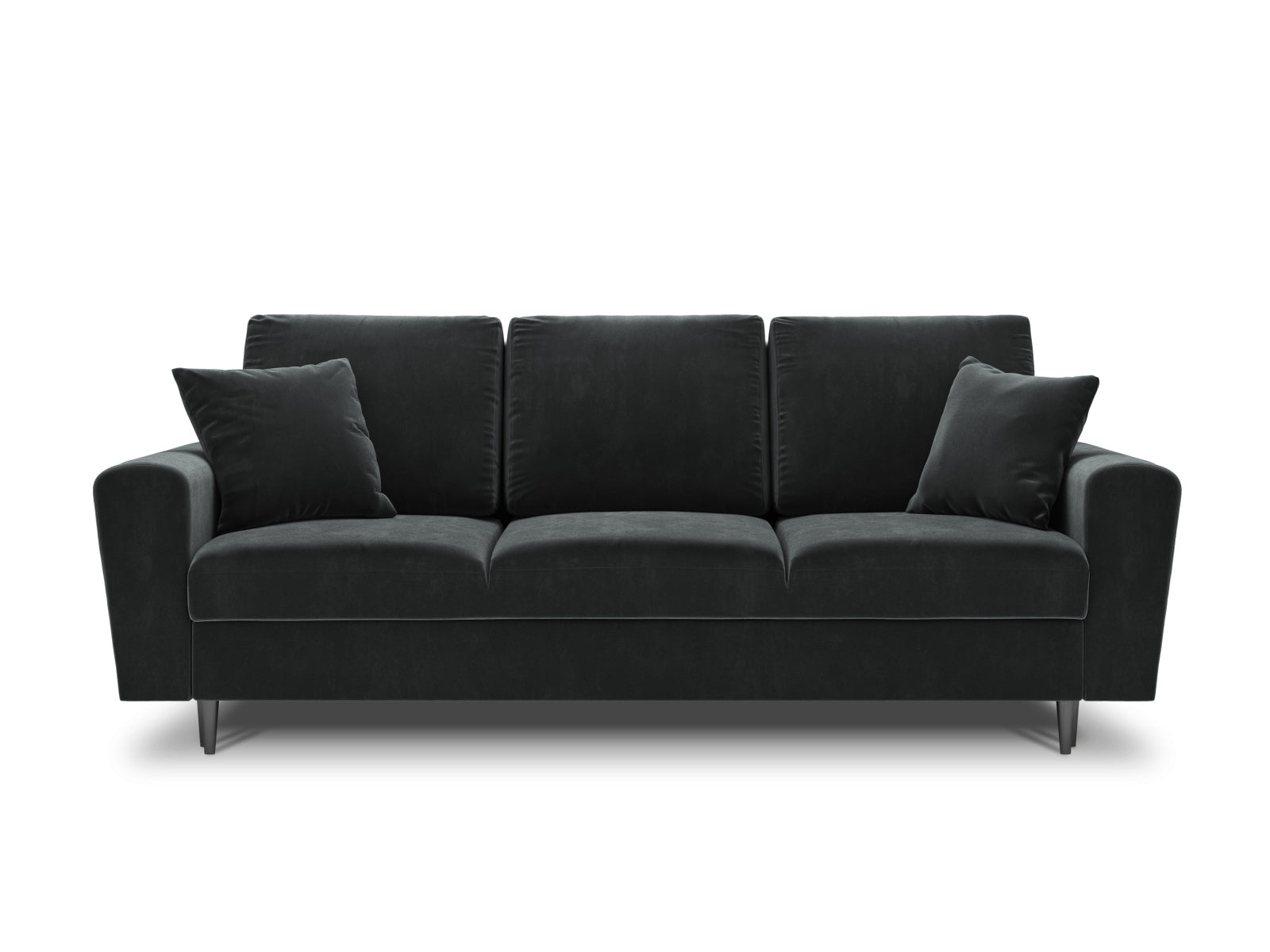 Stylisches Kyoto Bettsofa in Dunkelgrau, 3-Sitzer mit praktischer Schlaffunktion und Stauraum, perfekt für moderne Wohnräume.