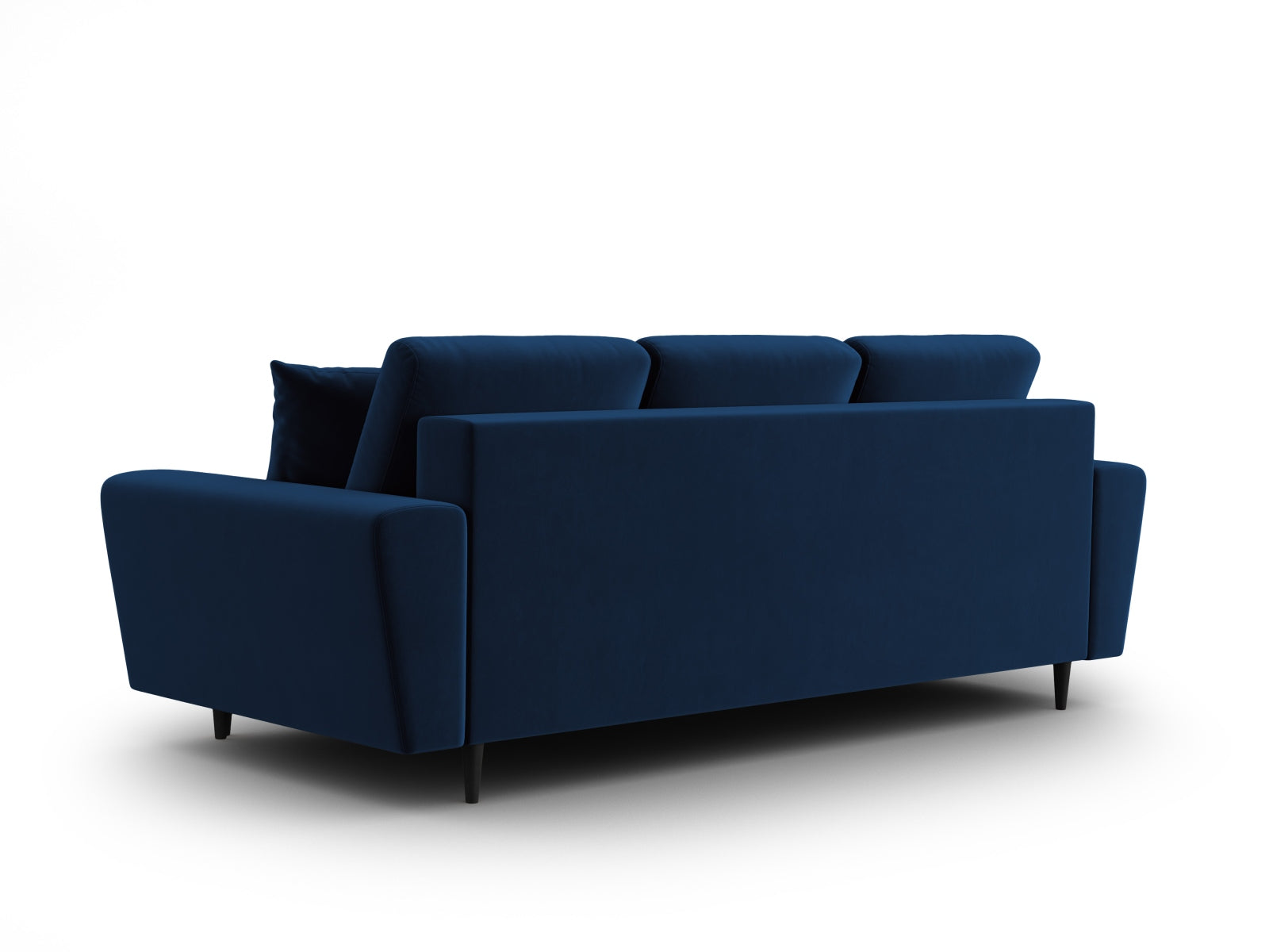 Elegantes Kyoto Sofa in tiefem Blau, 3-Sitzer mit praktischer Schlaffunktion und integriertem Stauraum, perfekt für vielseitige Wohnräume.