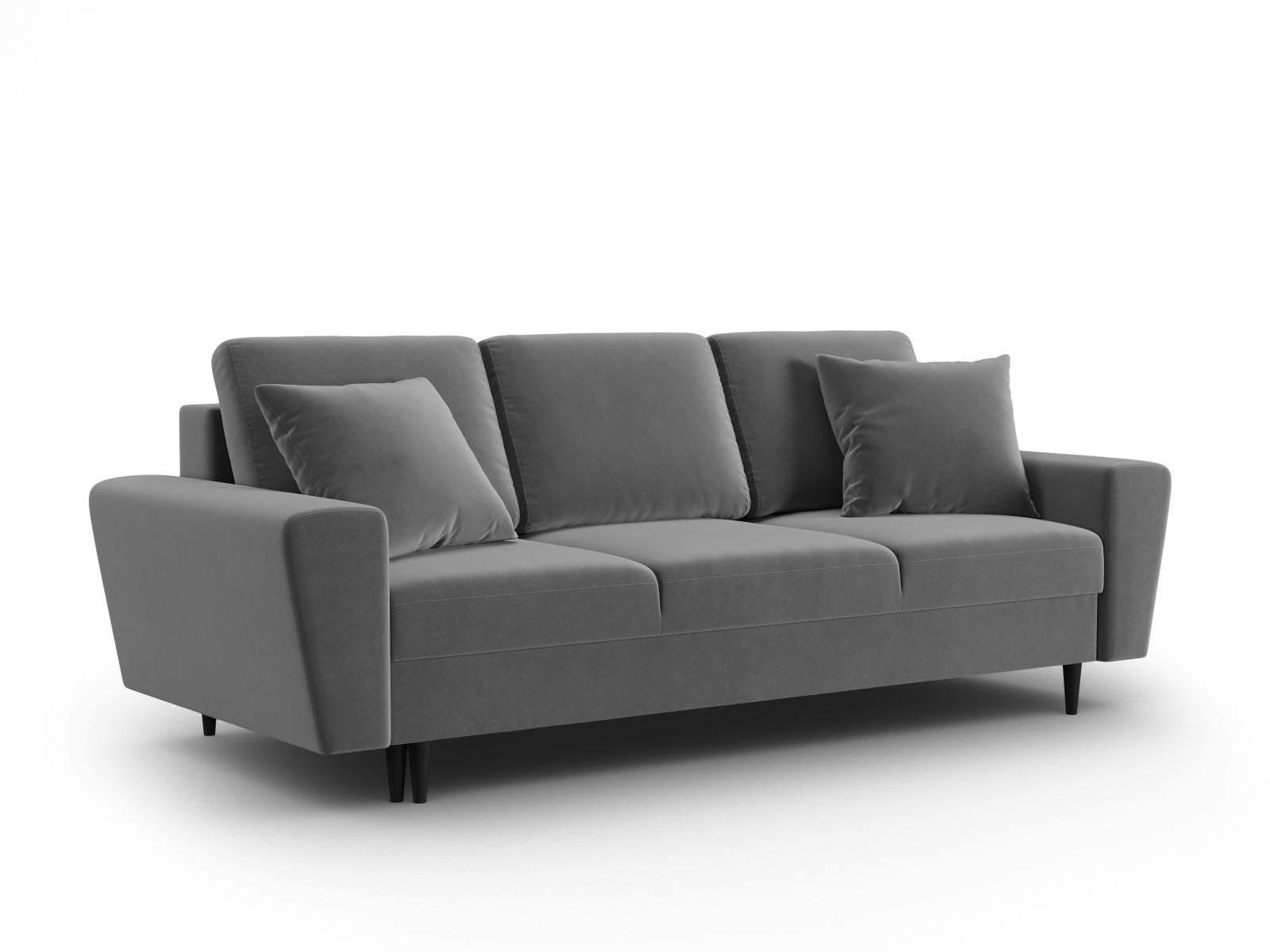 Elegantes Kyoto Sofa in Grau, 3-Sitzer mit Schlaffunktion und Stauraum, ideal für multifunktionale Wohnräume.