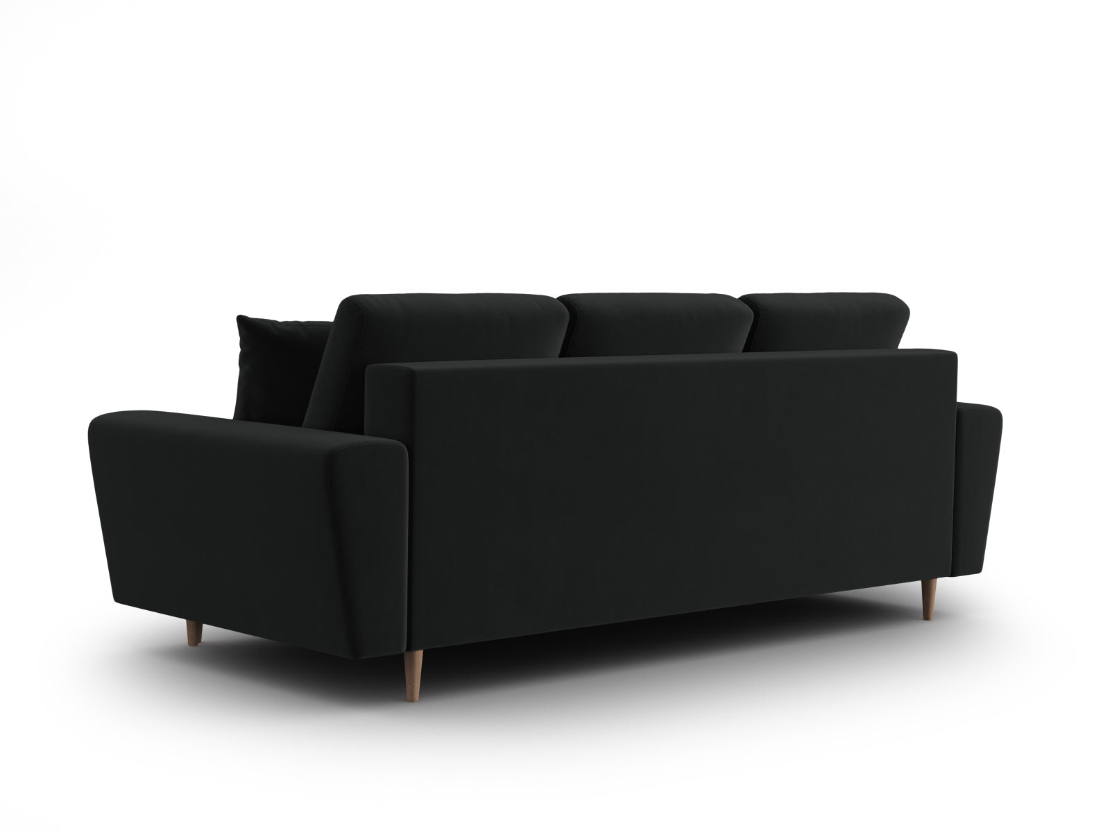 Modernes Kyoto Bettsofa in Schwarz, 3-Sitzer mit praktischer Schlaffunktion und Stauraum, ideal für kleine Räume und Gästeunterkünfte.