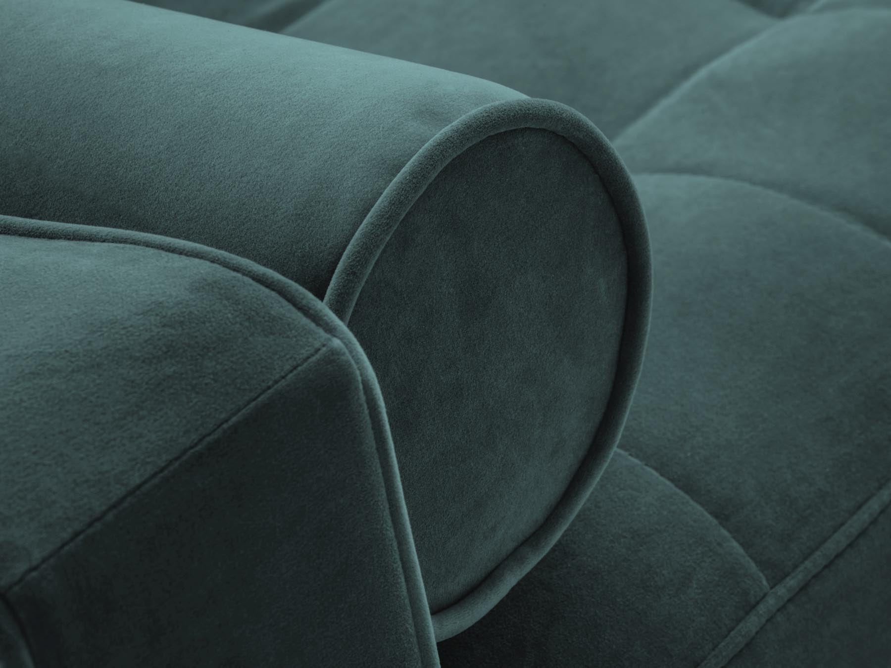Modernes 3-Sitzer Sofa Aspen in stilvollem Petrol, vielseitig einsetzbar als Schlafsofa mit integriertem Stauraum für zusätzlichen Platz.