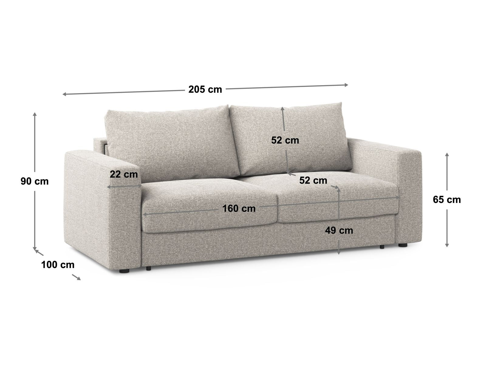 Modernes 3-Sitzer Sofa Grena in ansprechendem Terracotta, vielseitig einsetzbar mit komfortabler Schlaffunktion für Gäste.