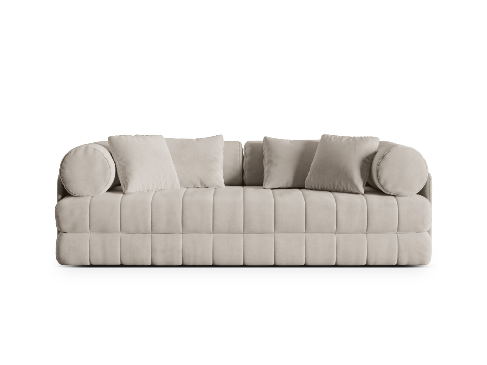 Kemi Velour Sofa mit Schlaffunktion 3 Sitzer in Beige präsentiert im Onlineshop von KAQTU Design AG. Bettsofa ist von Cosmopolitan Design