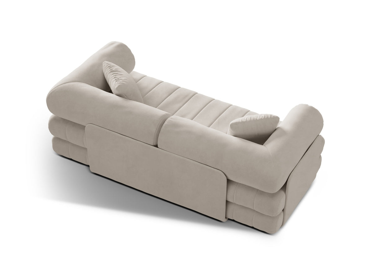 Kemi Velour Sofa mit Schlaffunktion 3 Sitzer in Beige-Salvador präsentiert im Onlineshop von KAQTU Design AG. Bettsofa ist von Cosmopolitan Design