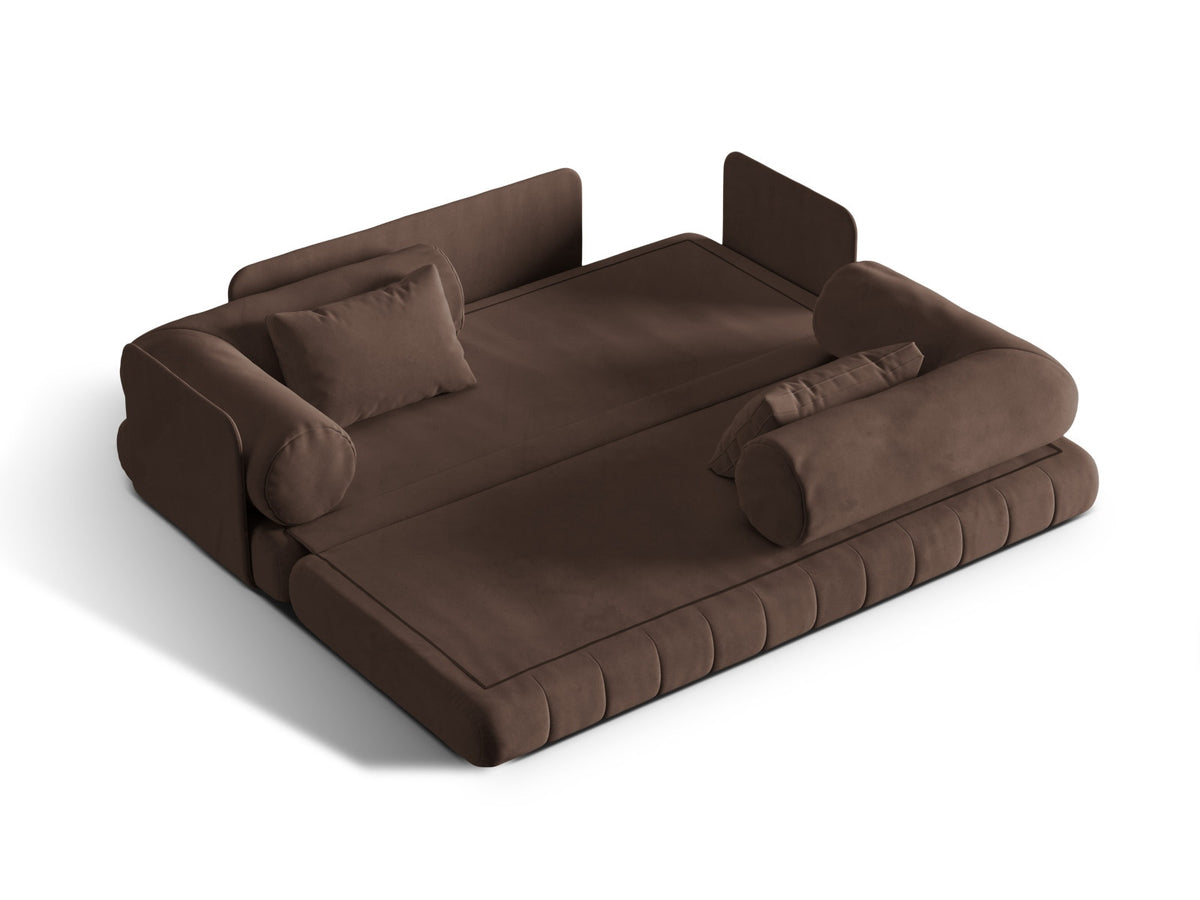 Kemi Velour Sofa mit Schlaffunktion 3 Sitzer in Chocolate-Salvador präsentiert im Onlineshop von KAQTU Design AG. Bettsofa ist von Cosmopolitan Design