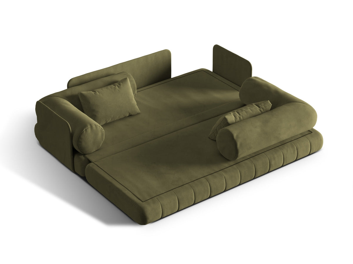 Kemi Velour Sofa mit Schlaffunktion 3 Sitzer in Green-Salvador präsentiert im Onlineshop von KAQTU Design AG. Bettsofa ist von Cosmopolitan Design