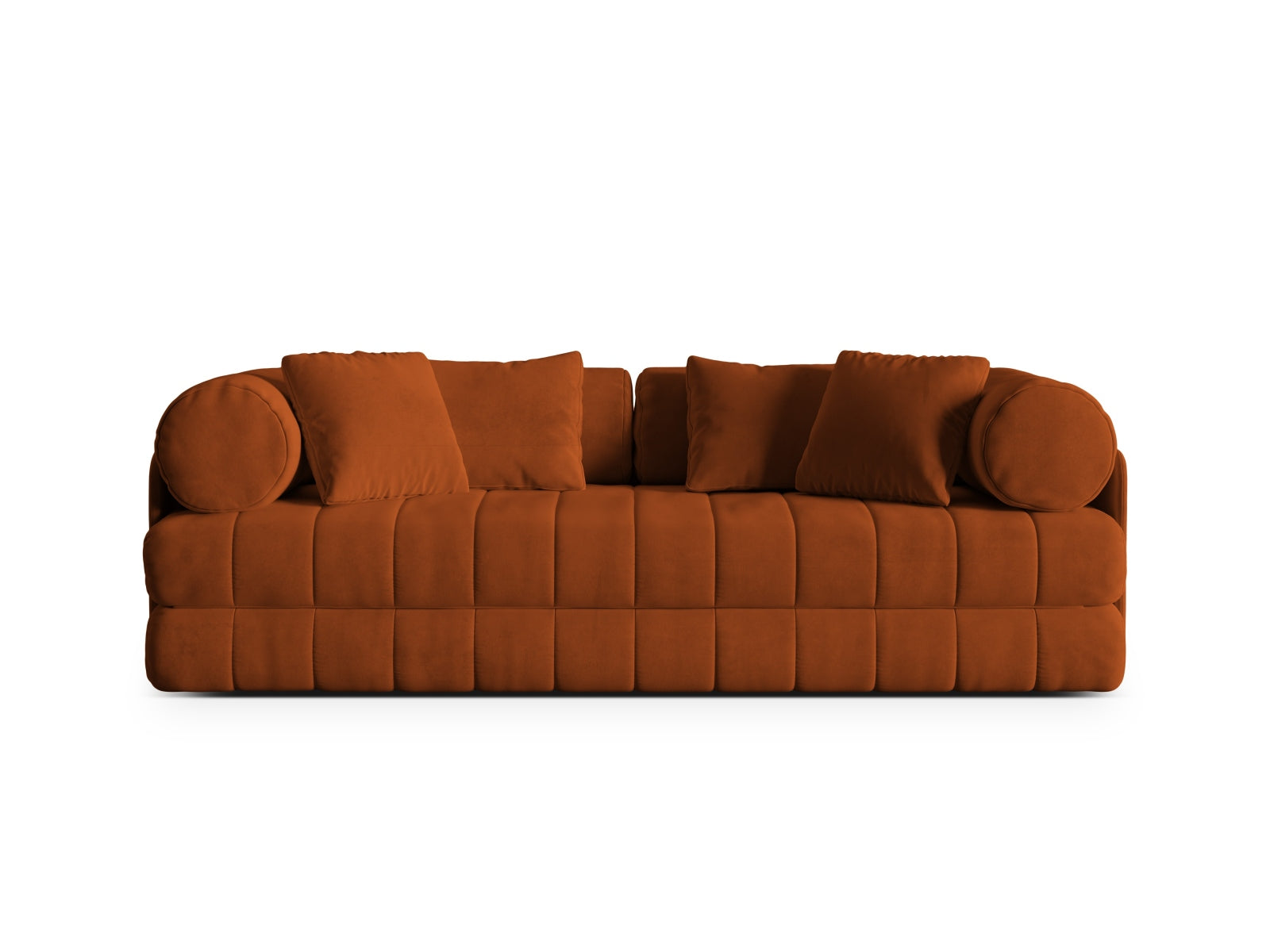 Kemi Velour Sofa mit Schlaffunktion 3 Sitzer in Terracotta präsentiert im Onlineshop von KAQTU Design AG. Bettsofa ist von Cosmopolitan Design
