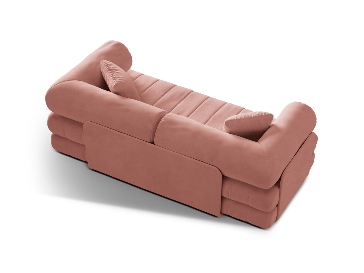 Kemi Velour Sofa mit Schlaffunktion 3 Sitzer in Pink-Salvador präsentiert im Onlineshop von KAQTU Design AG. Bettsofa ist von Cosmopolitan Design