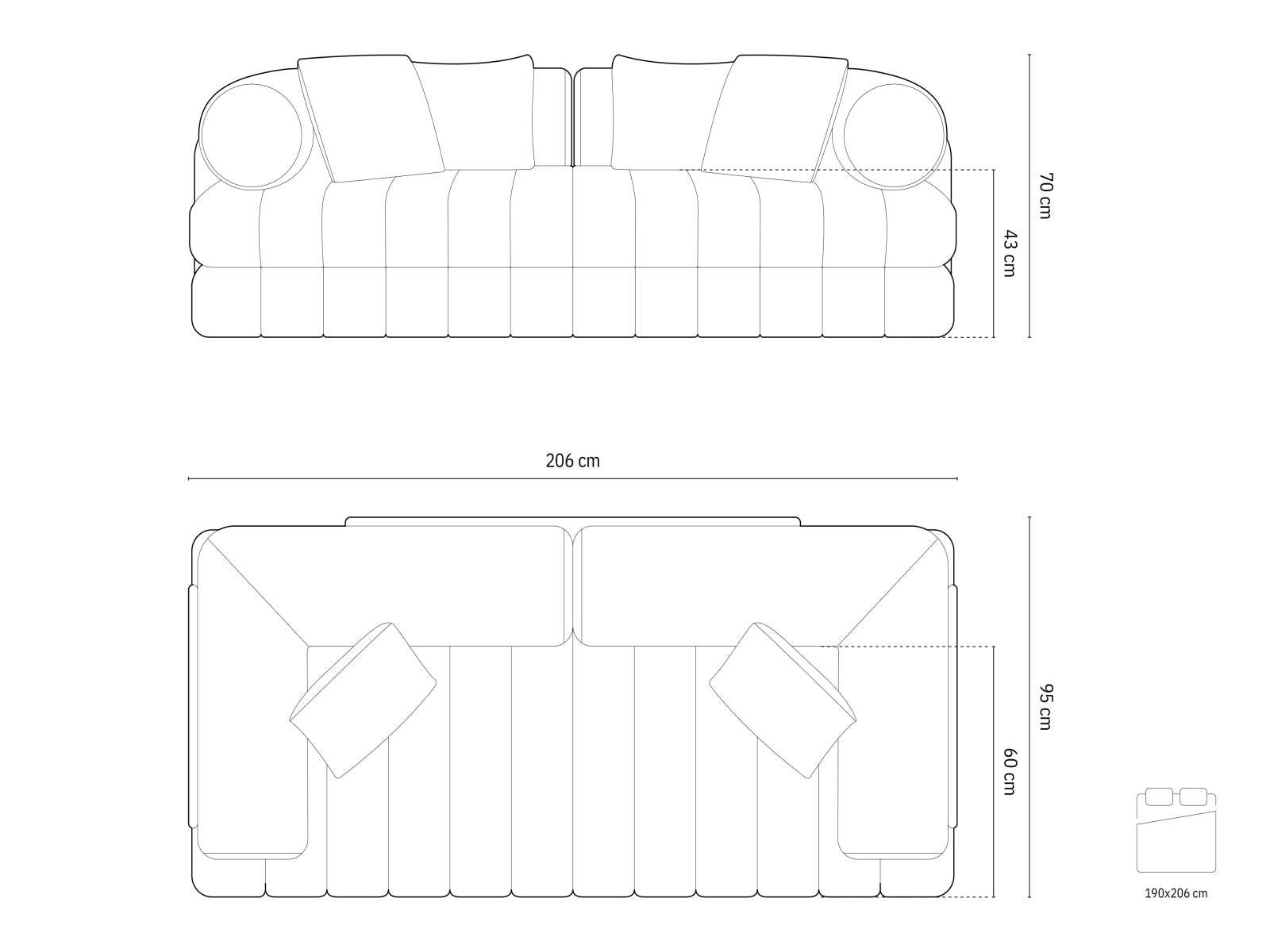 Stilvolles 3-Sitzer Sofa Kemi aus Velours mit Schlaffunktion, perfekt für gemütliche Abende und als praktische Schlaflösung.