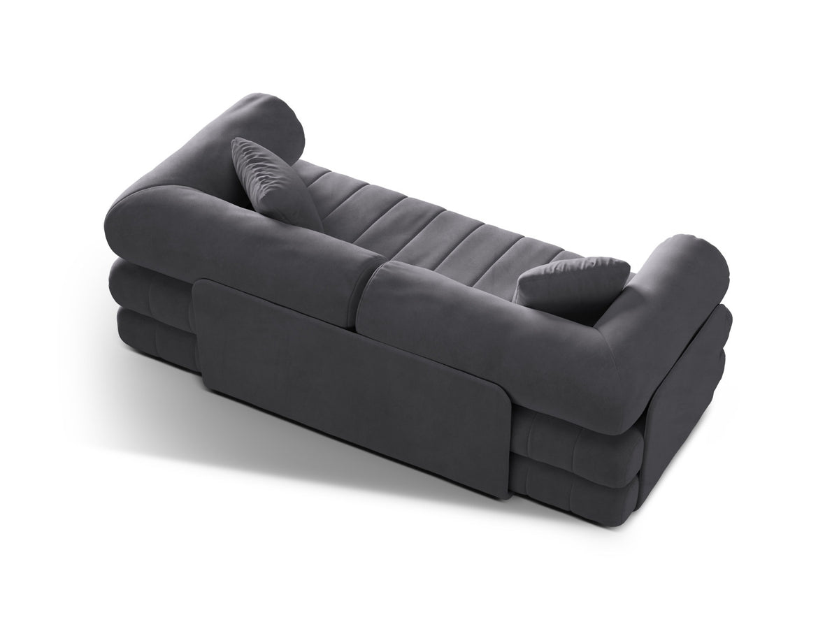 Kemi Velour Sofa mit Schlaffunktion 3 Sitzer in Dark Grey-Salvador präsentiert im Onlineshop von KAQTU Design AG. Bettsofa ist von Cosmopolitan Design