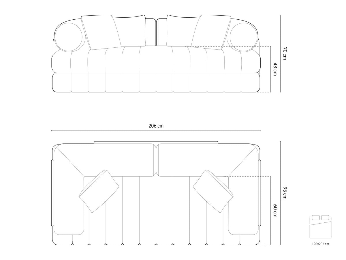 Kemi Velour Sofa mit Schlaffunktion 3 Sitzer in Dark Grey-Salvador präsentiert im Onlineshop von KAQTU Design AG. Bettsofa ist von Cosmopolitan Design